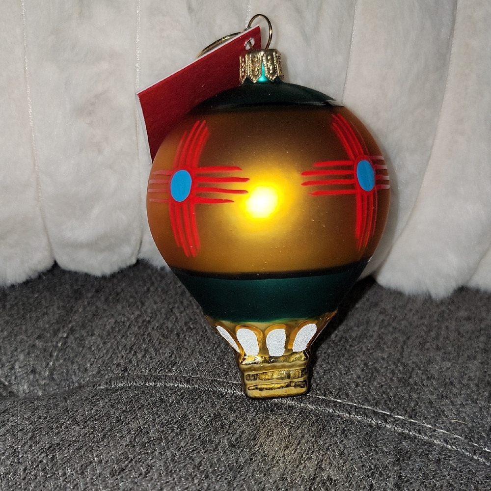 Landmark Creations Festive Gold and Green Hot Air Balloon Ornament